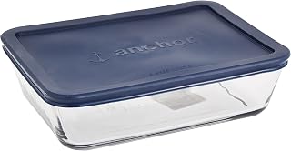Anchor Hocking 6 cup Rectangle Storage, Blue lid