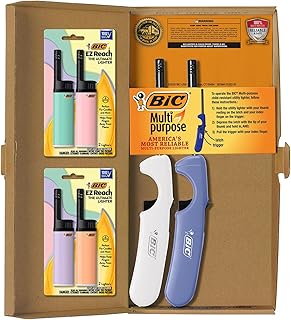 BIC Lighter Combo, 2 Multi-Purpose Lighters with Long Wand, 4 EZ Reach
