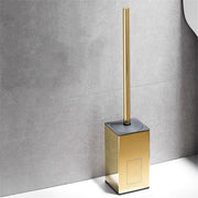 Compact Size Square Stainless Steel Toilet Brush Set with Lid Long Handle and Round Brushs Head Splash-Proof by FYorbitH – One Size, One Color, Model FYorbitH