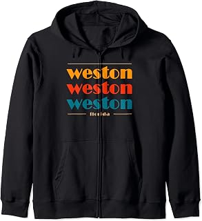 Weston Florida Vintage Souvenirs FL Retro Repeat Zip Hoodie