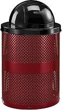 Global Industrial 36 Gallon Thermoplastic Coated Perforated Receptacle w/Dome Lid, Red