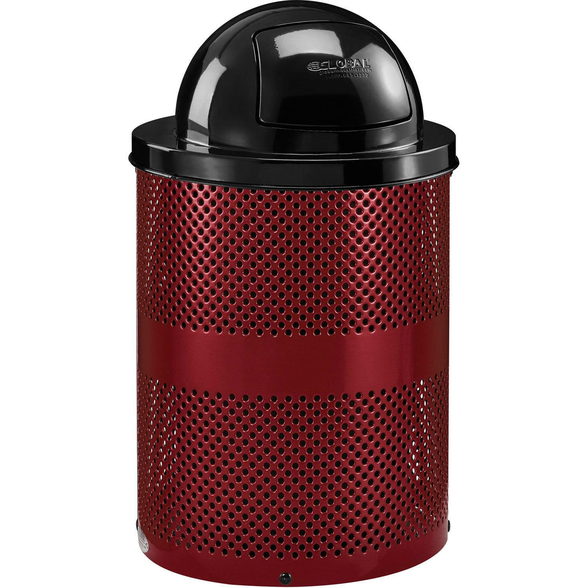 36 Gallon Thermoplastic Coated Perforated Receptacle w/Dome Lid by Global Industrial – Steel, Red, Model 261949RD