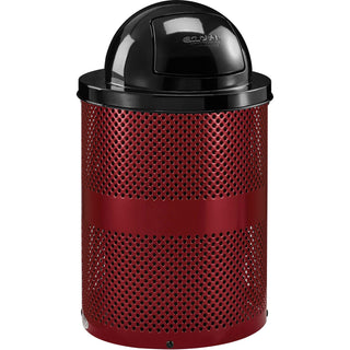 36 Gallon Thermoplastic Coated Perforated Receptacle w/Dome Lid by Global Industrial – Steel, Red, Model 261949RD