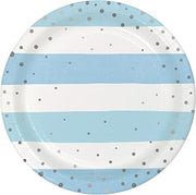 Creative Converting Blue and Silver Celebration Dessert Plates, 8 ct