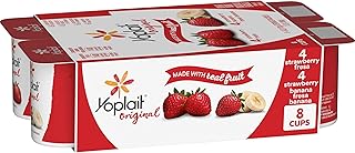 Yoplait Original Low Fat Yogurt Variety Pack, Strawberry and Strawberry Banana, Made with Real Fruit, 8 Yogurt Cups, 48 oz