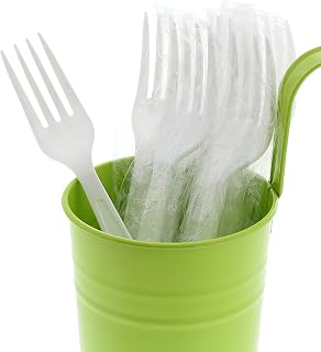 AmerCareRoyal Heavy Weight Individually Wrapped Disposable Polystyrene Plastic Forks for Restaurants and Catering, White, Pack of 1000