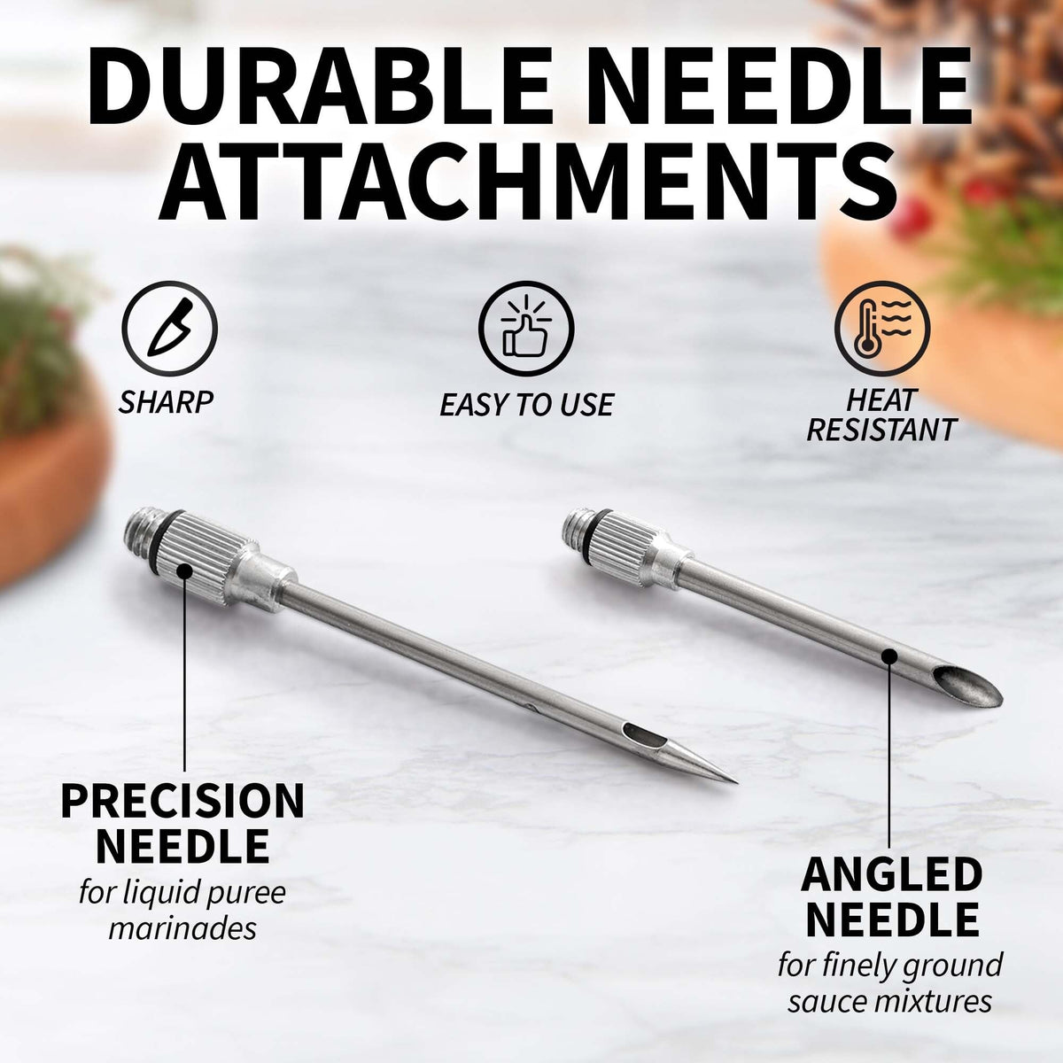Zulay Kitchen Turkey Baster, Stainless Steel Syringe With 2 Needles