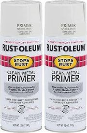 Rust-Oleum 7780830 Stops Rust Spray Paint, 12 Ounce, Flat White Clean Metal Primer, 12 Fl Oz (Pack of 2)