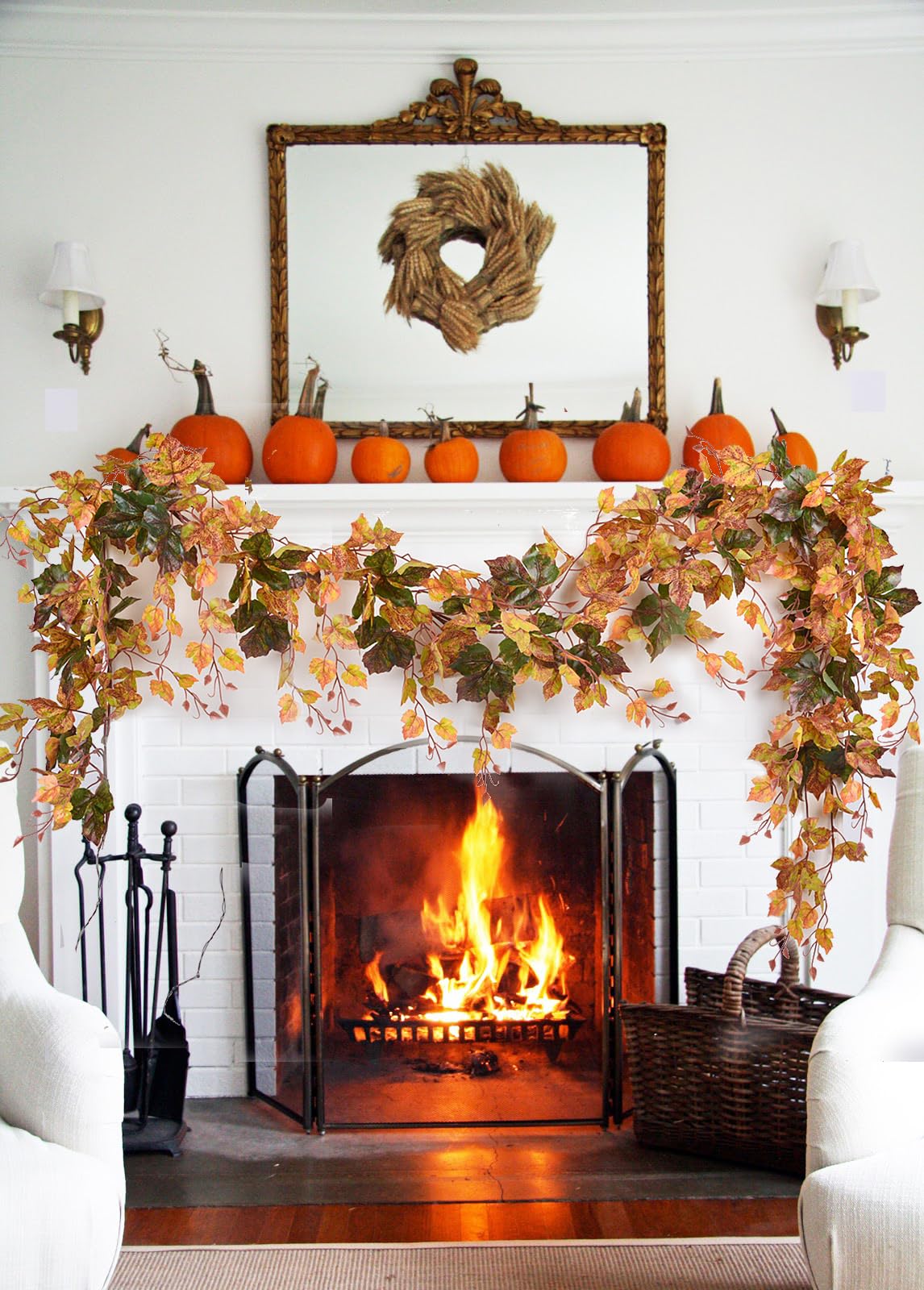 Lvydec Maple Leaf Garland, 13 Feet Total, Orange