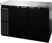 BBC59 Two Section Refrigerated Back Bar Cooler, 59" W x 34-3/4"H, Black Exterior