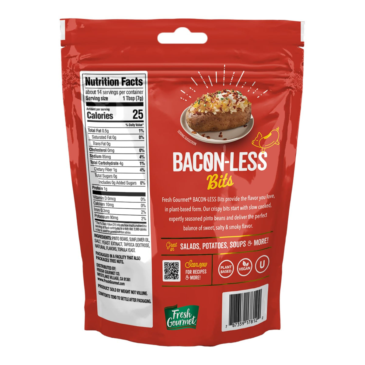 Fresh Gourmet Bacon-Less Bits / Bacon / 3.5 Ounce (Pack of 12) Salad Toppings