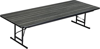 Correll 36"x72" Commercial Adjustable Height Short Folding Table, New England Driftwood HP Laminate Top, Heavy 3/4" Core, USA Made (CFA3672PXS-52)