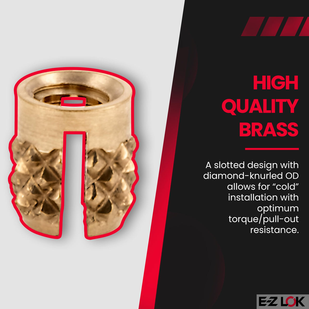 E-Z LOK 4-40 Pack of 50 / 40 / Gold Press-In Inserts