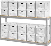 Global Industrial Record Storage With Boxes 72"W x 15"D x 36"H, Gray