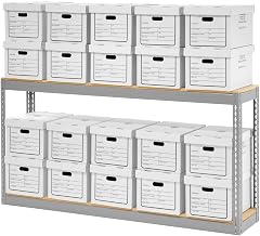 Global Industrial Record Storage With Boxes 72"W x 15"D x 36"H, Gray