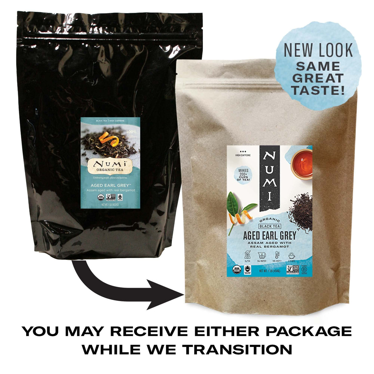 Organic Tea Aged Earl Grey by Numi – 16 Ounces, Pack of 6