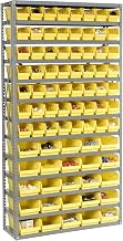 Global Industrial 13 Shelf Steel Shelving with (81) 4" H Plastic Shelf Bins, Yellow, 36x12x72