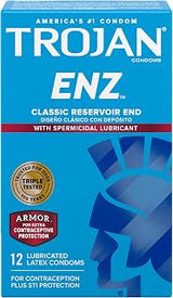 TROJAN ENZ Armor Spermicidal Lubricated Condoms - 12 Count
