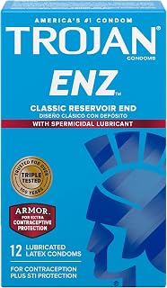 TROJAN ENZ Armor Spermicidal Lubricated Condoms - 12 Count