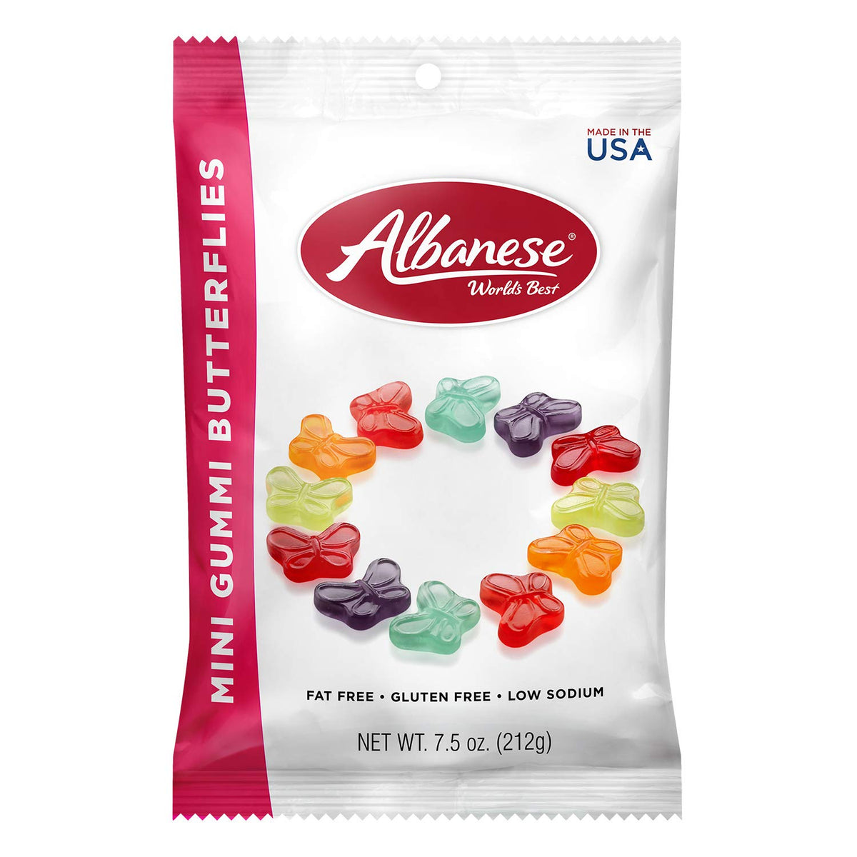 Albanese Mini Butterflies / 7.5 Ounce (Pack of 12) / Orange,Blue Gummy Candy