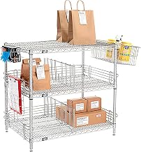 Nexelate Silver Epoxy, to Go Rack, 3 Wire Shelves, Dividers & Ledges, 24" W x 24" D x 34" H