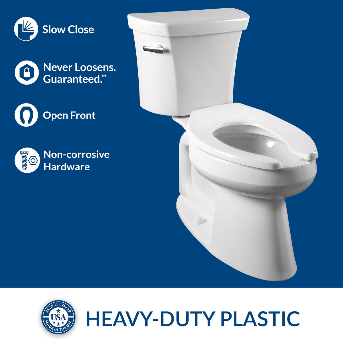 Church White / Elongated with Slow Close / American,Elongated,Open Front Toilet Seats
