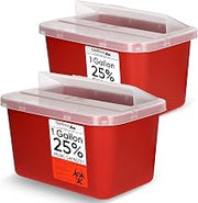 Large Sharps Container for Home Use and Professional 1 Gallon (2-Pack), Biohazard Needle and Syringe Disposal, Pop Up Lid, CDC Certified