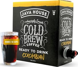 Java House Cold Brew Coffee On Tap, (128 Fluid Ounce Box) Not a Concentrate, No Sugar, Ready to Drink Liquid (Colombian Roast)