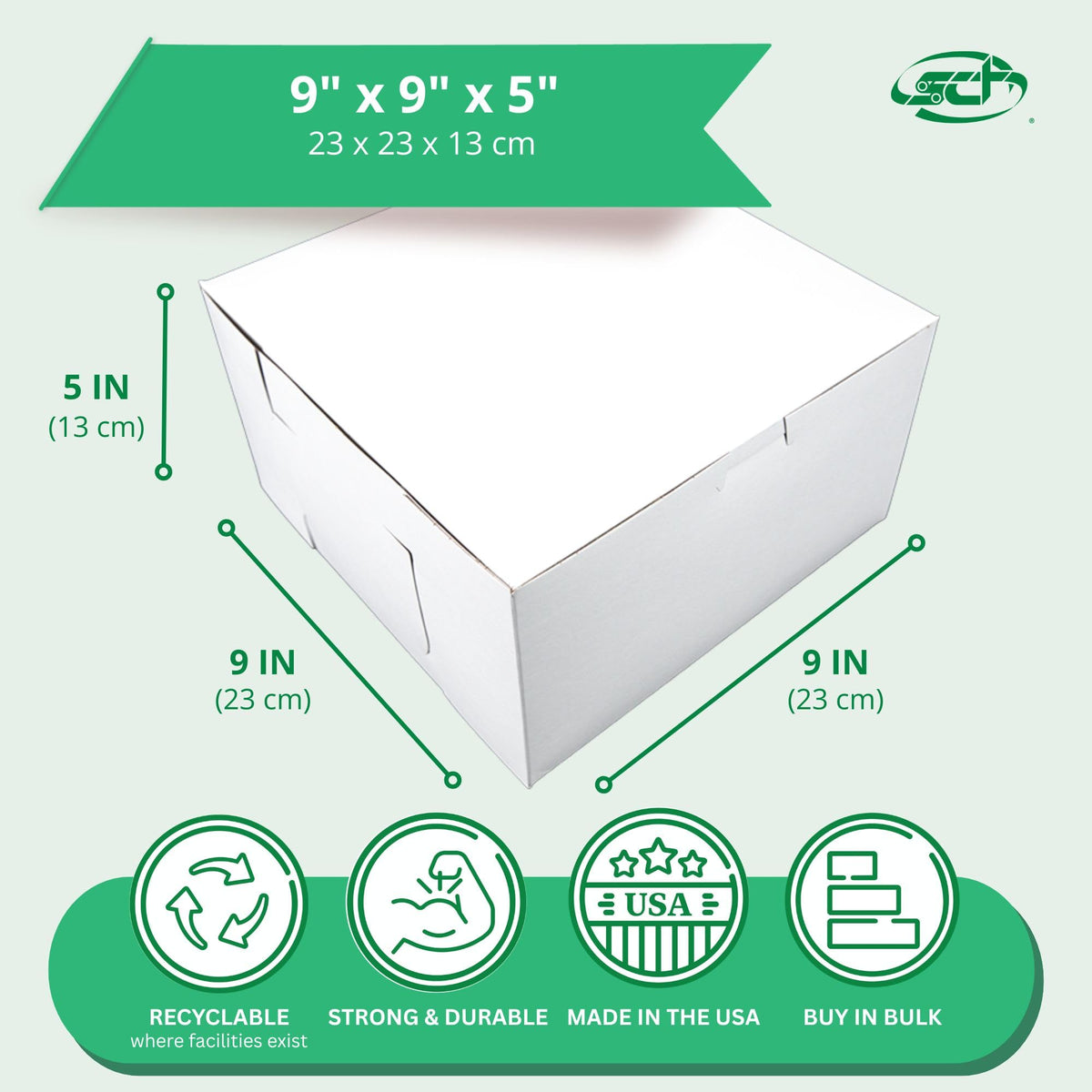 SOUTHERN CHAMPION TRAY 9" L x 9" W x 5" H / Paperboard / white Bakery Take Out Containers