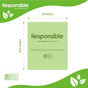 Compostable Tall Kitchen Trash Bags 64 Gallon - Heavy Duty Multipurpose Bin Liners for Food Scraps by Responsible Products – 1 Count (Pack of 120), Model RP-CKBAG64-120-120