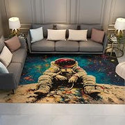 Graffiti Indoor 6x10 Area Rug for Nursery Astronaut Spaceman Washable Low Pile Carpet for Playroom Bedroom Playroom Study Room