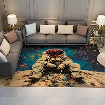 Graffiti Indoor 6x10 Area Rug for Nursery Astronaut Spaceman Washable Low Pile Carpet for Playroom Bedroom Playroom Study Room