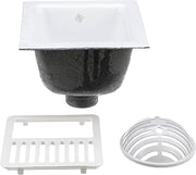 Zurn FD2375-NH3-H FD2375 12"x12" Floor Sink Body & Dome Strainer, 6" Sump Depth, 3" No-Hub, with Half Grate