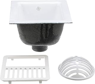 Zurn FD2375-NH3-H FD2375 12"x12" Floor Sink Body & Dome Strainer, 6" Sump Depth, 3" No-Hub, with Half Grate
