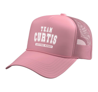 Team Curtis Lifetime Member Family Last Name Trucker Hat with Adjustable Mesh Back by CURTIS Family Apparel – Polyester, Pink