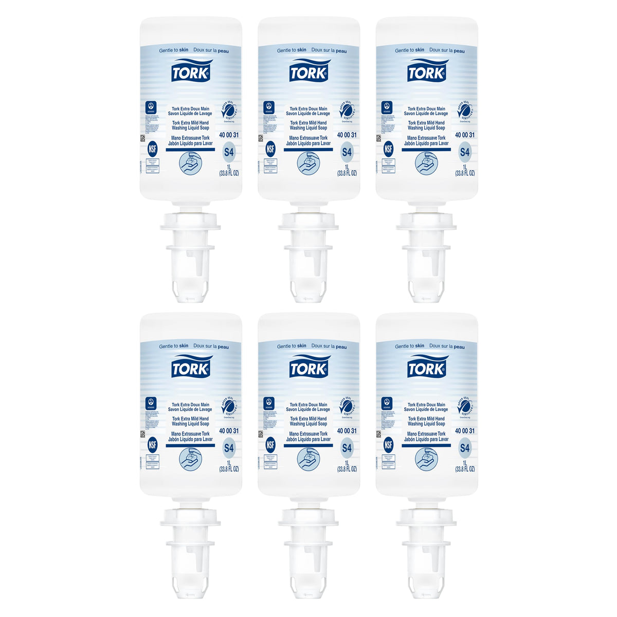 Tork Extra Mild Liquid Hand Soap S4, 6 x 1L bottles, 400031