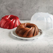 Holiday Formed Swirl Bundt with Cake Keeper | Red by Nordic Ware – 10 cup, BPA & Melanie free plastic, Red, Model 52025