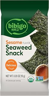 bibigo Sesame Flavor Seaweed Snack, Non GMO, Gluten Free, 0.35 Ounces (Pack Of 1)