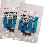 Chartpak Graphic Chart Tape, 1/4" x 324", Glossy Black -:- Sold as 2 Packs of - 1 - / - Total of 2 Each