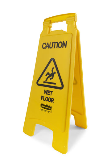 Collapsible Bright "Caution Wet Floor" Industrial Warning Sign to Prevent Slip/Fall for Office/Restroom/Restaurant by Rubbermaid Commercial Products – 26 inch, Model FG611277YEL