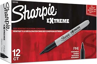 Sharpie Extreme Permanent Markers, Fine Point, Black, 12 Count - Fade Resistant (Pack of 12)