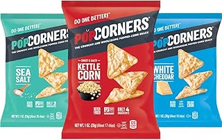 Popcorners Snacks Variety Pack | Gluten Free Chips Snack Packs | Kettle Corn, White Cheddar, Sea Salt | 1 Ounce (Pack of 18)