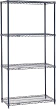 Nexelon Wire Shelving, Blue Epoxy, 24" W X 18" D X 63" H