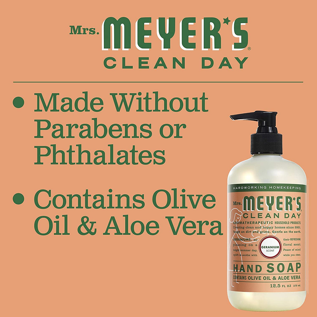 ´s Clean Day Hand Soap Refill by Mrs. MEYER'S – 33 Fl Oz (Pack of 4), Plastic, White, Pack of 4, Model 808124131637