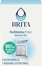 Brita Refillable Water Filtration Starter Kit with 1 Reusable Filter Shell and 3 Filter Refills