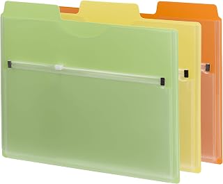 SMEAD Plastic File Folders, Zip Pouch, Letter, Green Yellow Orange | Expandable file folder that doubles as a document organizer, office organizer and project organizer. 3 pack, poly.