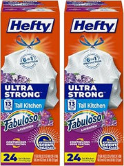 Hefty Ultra Strong 13 Gallon Trash Bags, Tall Kitchen Trash Bags, White, Fabuloso Lavender Scent, 24 CT (Pack of 2)