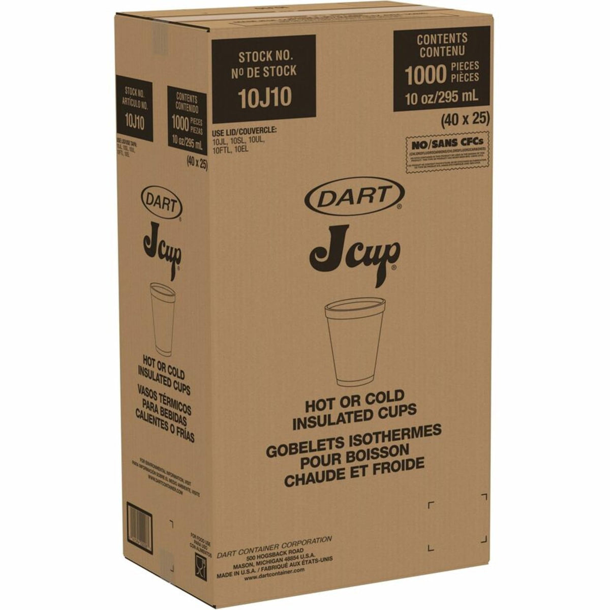 DART White / 10.0 ounces / 25 Count (Pack of 40) Cups