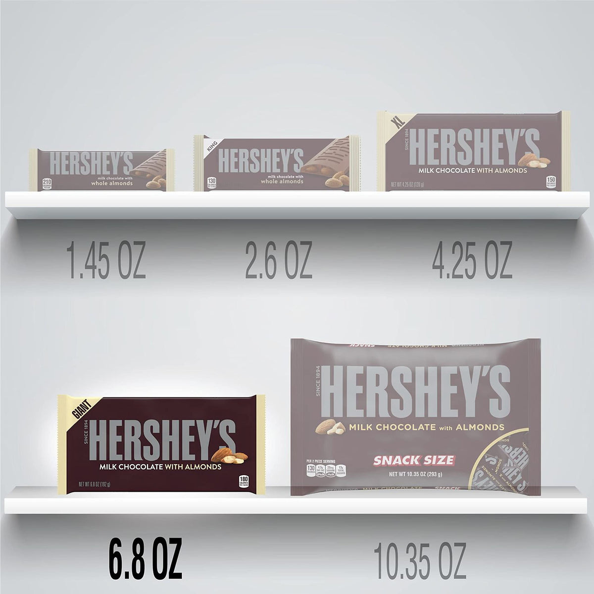 Milk Chocolate with Almonds Giant Candy by HERSHEY'S – 6.8 Ounce (Pack of 12), Multicolored, Pack of 12, Model KKPPOA24723