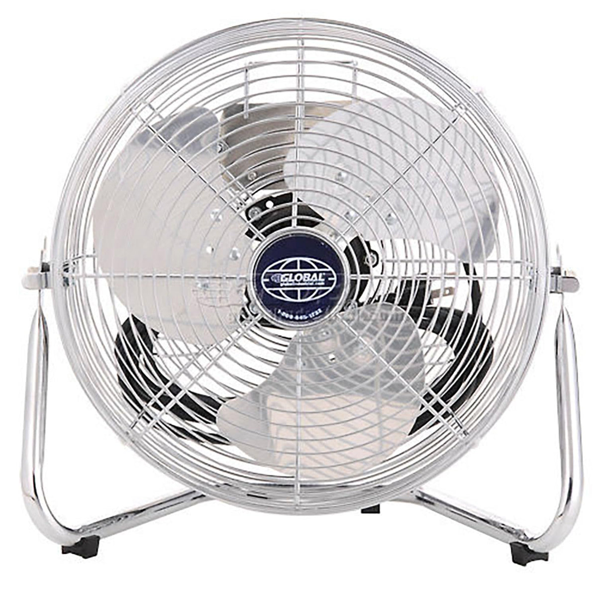 12" Diameter Industrial Floor Fan with Pivoting Head by Global Industrial – 15.5"L x 16"W x 17.5"H, Metal, Black/Gray/Silver, Model 258323